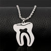 2021 Tooth Stainless Steel Chain Necklace for Women Men Silver Color Dentist Christmas Gift Grunge Jewelry