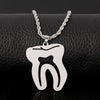 2021 Tooth Stainless Steel Chain Necklace for Women Men Silver Color Dentist Christmas Gift Grunge Jewelry