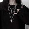 2021  Unisex Multilayer Hip Hop Long Chain Necklace For Women Men Jewelry Gifts Key Cross Pendant Necklace Accessories