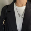 2021  Unisex Multilayer Hip Hop Long Chain Necklace For Women Men Jewelry Gifts Key Cross Pendant Necklace Accessories