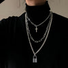2021  Unisex Multilayer Hip Hop Long Chain Necklace For Women Men Jewelry Gifts Key Cross Pendant Necklace Accessories