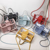 2022 Women Transparent  Pattern Shoulder Bag Hardware Chain Strap Color Block Messenger Handbag Composite Tote