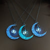 2021  Glow In the Dark Jewelry Silver Plated with Crescent Shaped Pendant Luminous Stone Beads Necklace for Women Gift