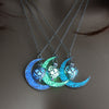 2021  Glow In the Dark Jewelry Silver Plated with Crescent Shaped Pendant Luminous Stone Beads Necklace for Women Gift