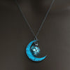 2021  Glow In the Dark Jewelry Silver Plated with Crescent Shaped Pendant Luminous Stone Beads Necklace for Women Gift