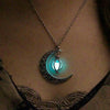 2021  Glow In the Dark Jewelry Silver Plated with Crescent Shaped Pendant Luminous Stone Beads Necklace for Women Gift
