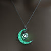 2021  Glow In the Dark Jewelry Silver Plated with Crescent Shaped Pendant Luminous Stone Beads Necklace for Women Gift