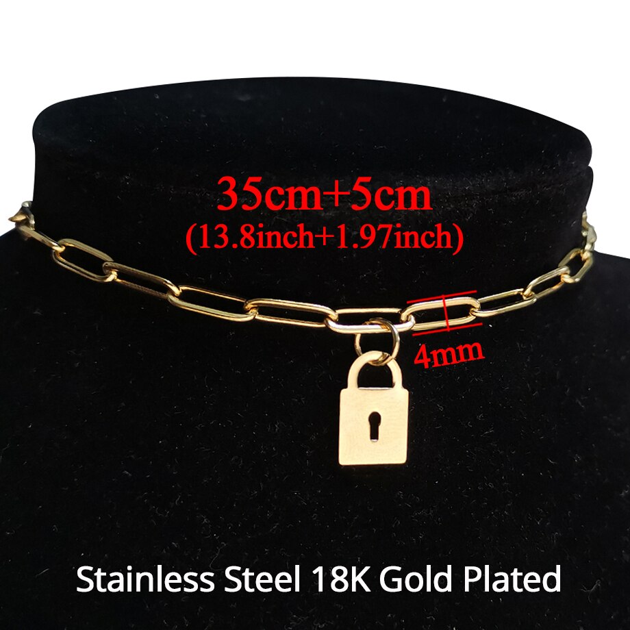 2021 Gold Color Stainless Steel Choker Chain Necklace Punk Clavicle Short Neck Chain Pendant Necklace For Women Jewelry