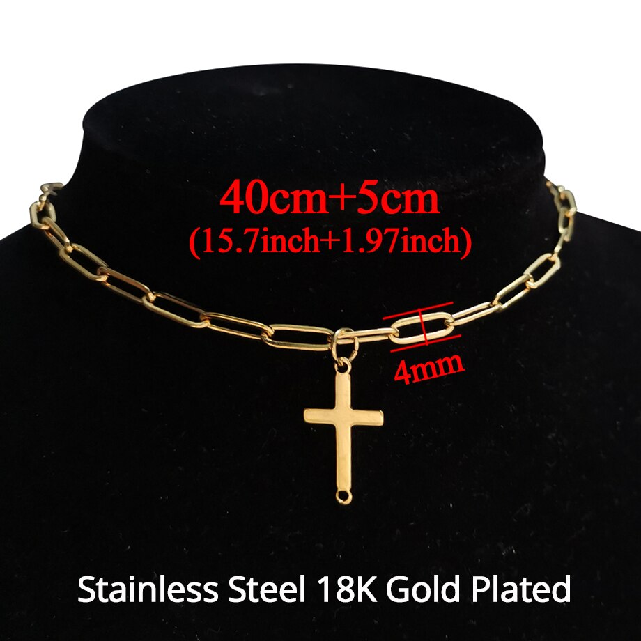 2021 Gold Color Stainless Steel Choker Chain Necklace Punk Clavicle Short Neck Chain Pendant Necklace For Women Jewelry