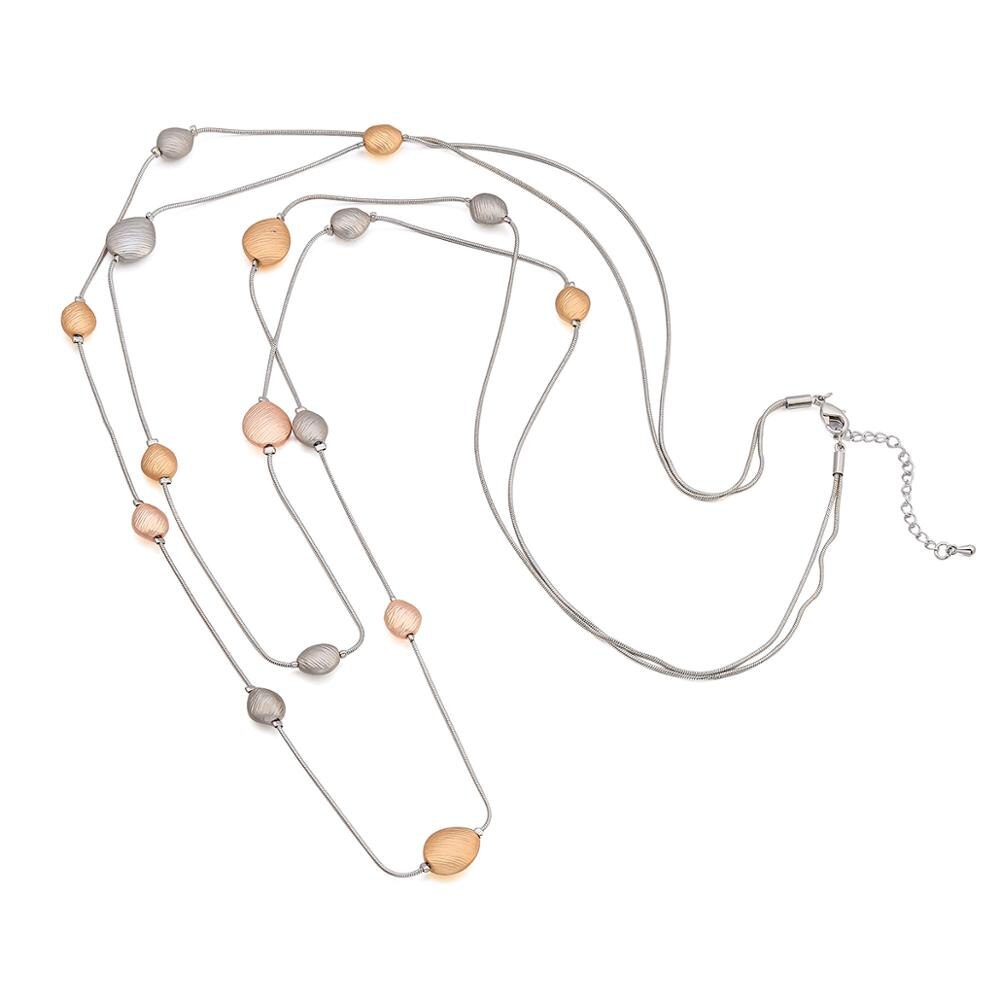 2022 Gun Black Mix Color Bohemia Necklace For Woman Double Layer Long Sweater Chain Necklaces Vintage Jewelry Accessories Gifts