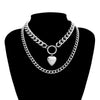 2021 Heart-Shaped Creative Openable Pendant Necklace Item Women Exaggerated Double-Layer Simple Chain Short Necklace Sale