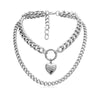 2021 Heart-Shaped Creative Openable Pendant Necklace Item Women Exaggerated Double-Layer Simple Chain Short Necklace Sale