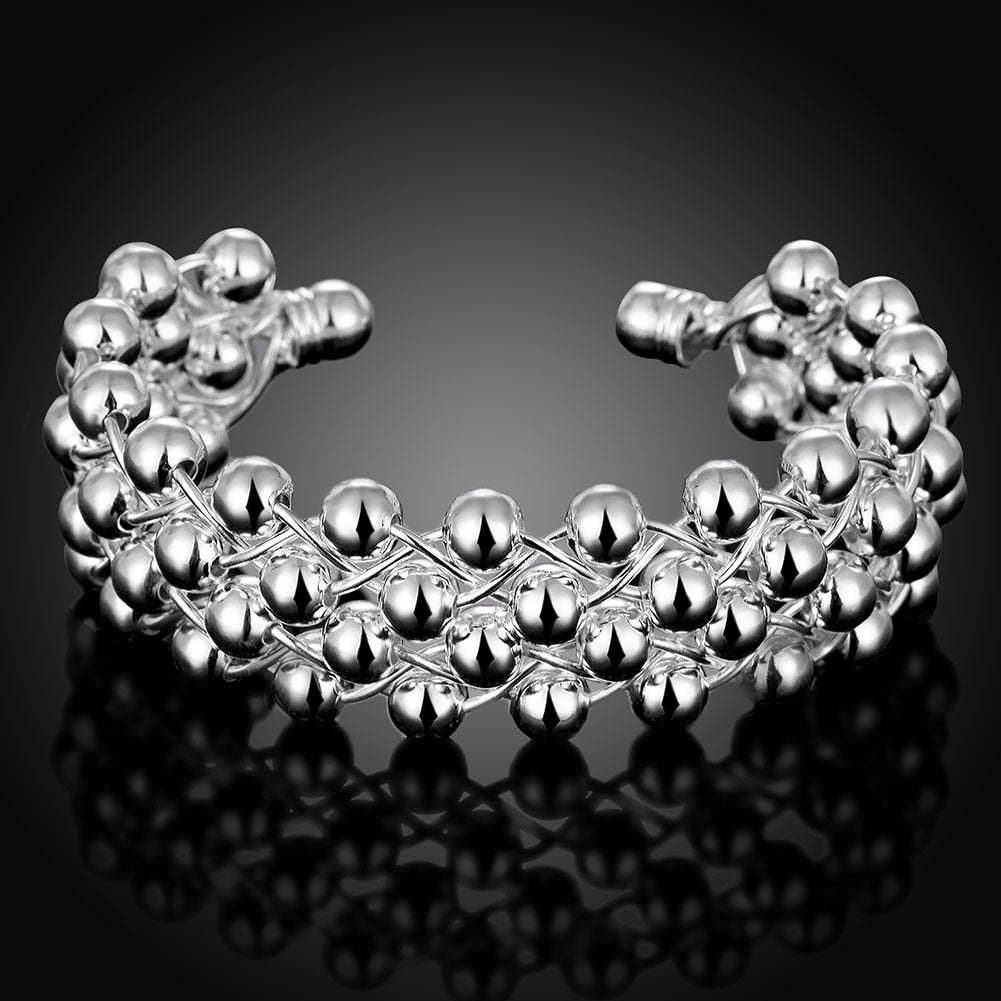 2022 High 925 Stamp Silver Color Bracelets Round Bead Adjustable Women Fine Jewelry Bangles With Charms Christmas