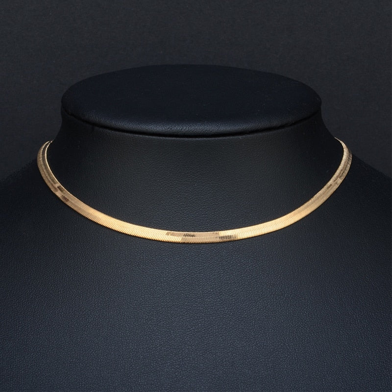 2021 High Quality Clavicle Blade Statement Women Gold Silver Color Stainless Steel Snake Choker Necklace Chain Jewelry
