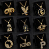 2021 Hip Hop Jewelry Gold Long Chain Necklaces Women Men Statement Letter Eagle Prayer Gesture Map Pendant Necklace