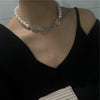 2021 Hip Hop Multi-layer Imitation Irregular Pearls Cross Chain Metal Beads Line  Chain Necklace for Women Jewelry