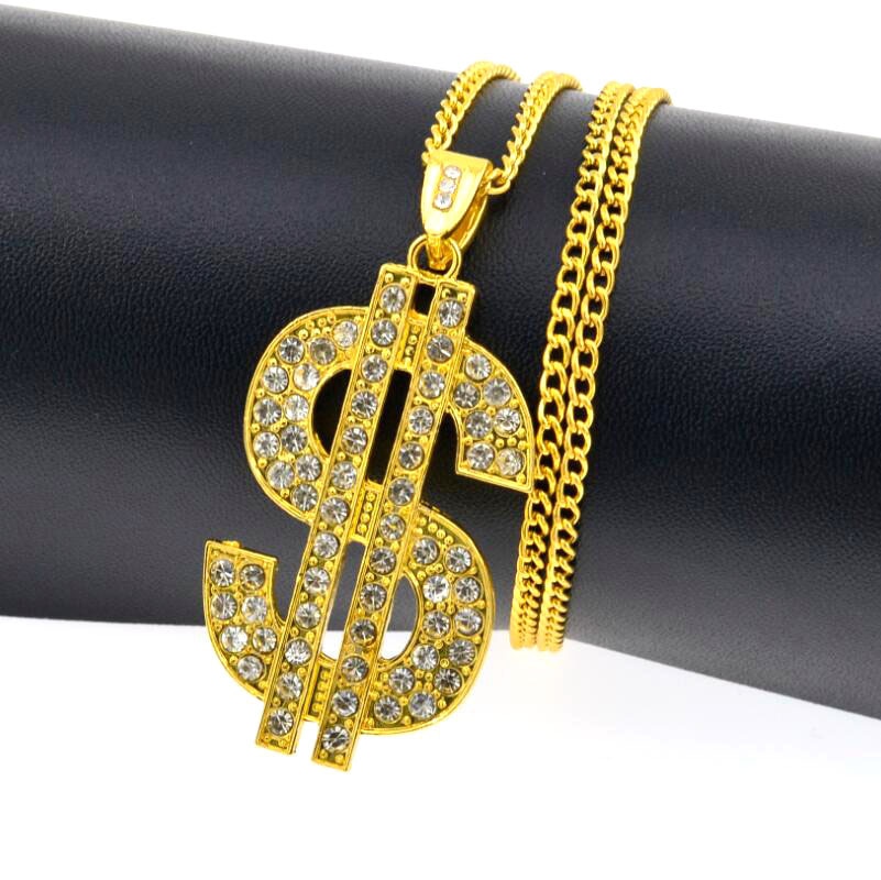 2021 Hip Hop Rap Gold Color US Dollar Pendant Necklace Chain Accessories Hiphop Jewelry Money For Women/Men Bling Jewelry