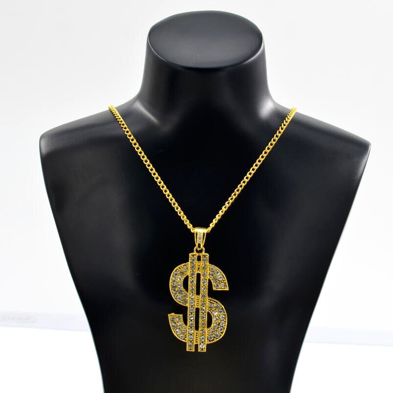 2021 Hip Hop Rap Gold Color US Dollar Pendant Necklace Chain Accessories Hiphop Jewelry Money For Women/Men Bling Jewelry