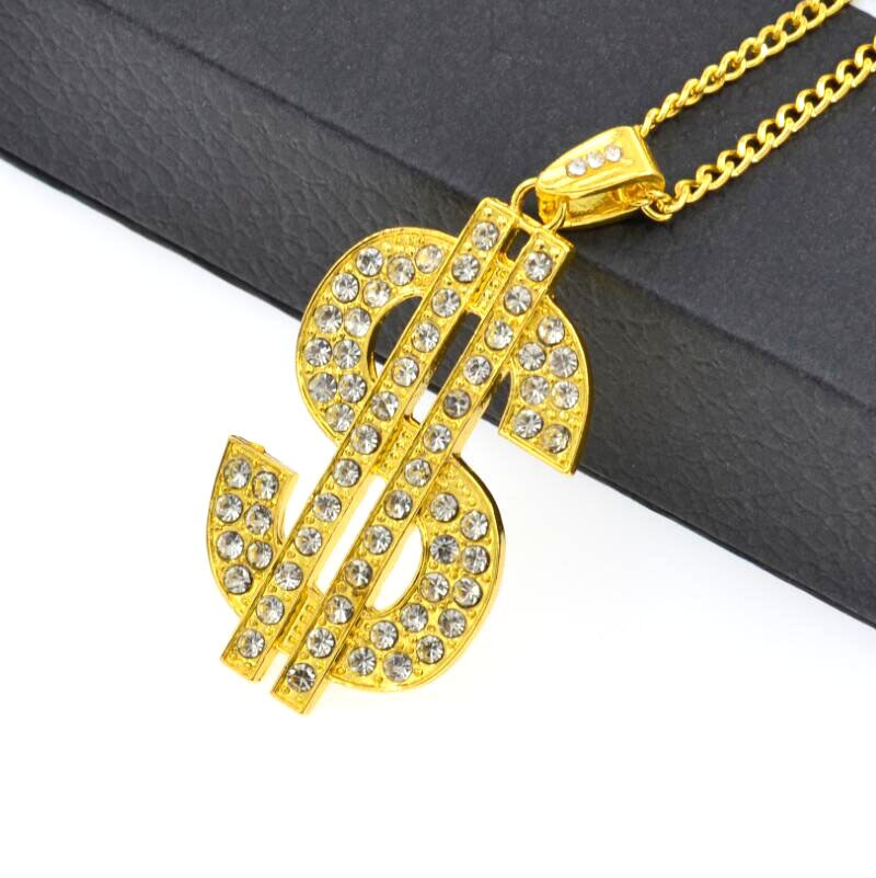 2021 Hip Hop Rap Gold Color US Dollar Pendant Necklace Chain Accessories Hiphop Jewelry Money For Women/Men Bling Jewelry