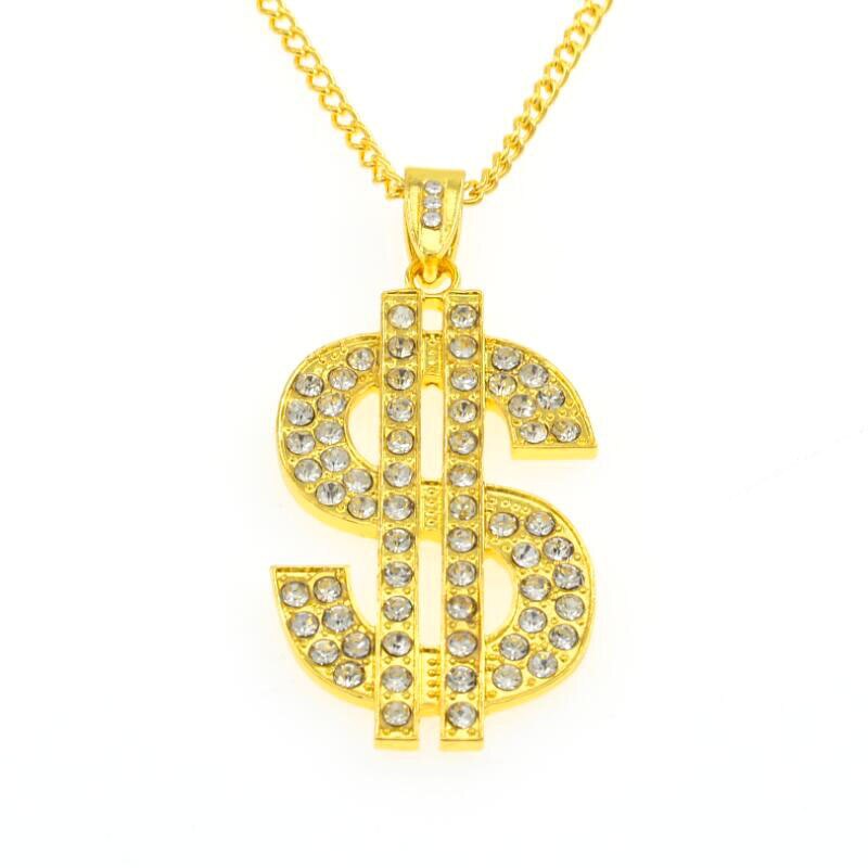 2021 Hip Hop Rap Gold Color US Dollar Pendant Necklace Chain Accessories Hiphop Jewelry Money For Women/Men Bling Jewelry