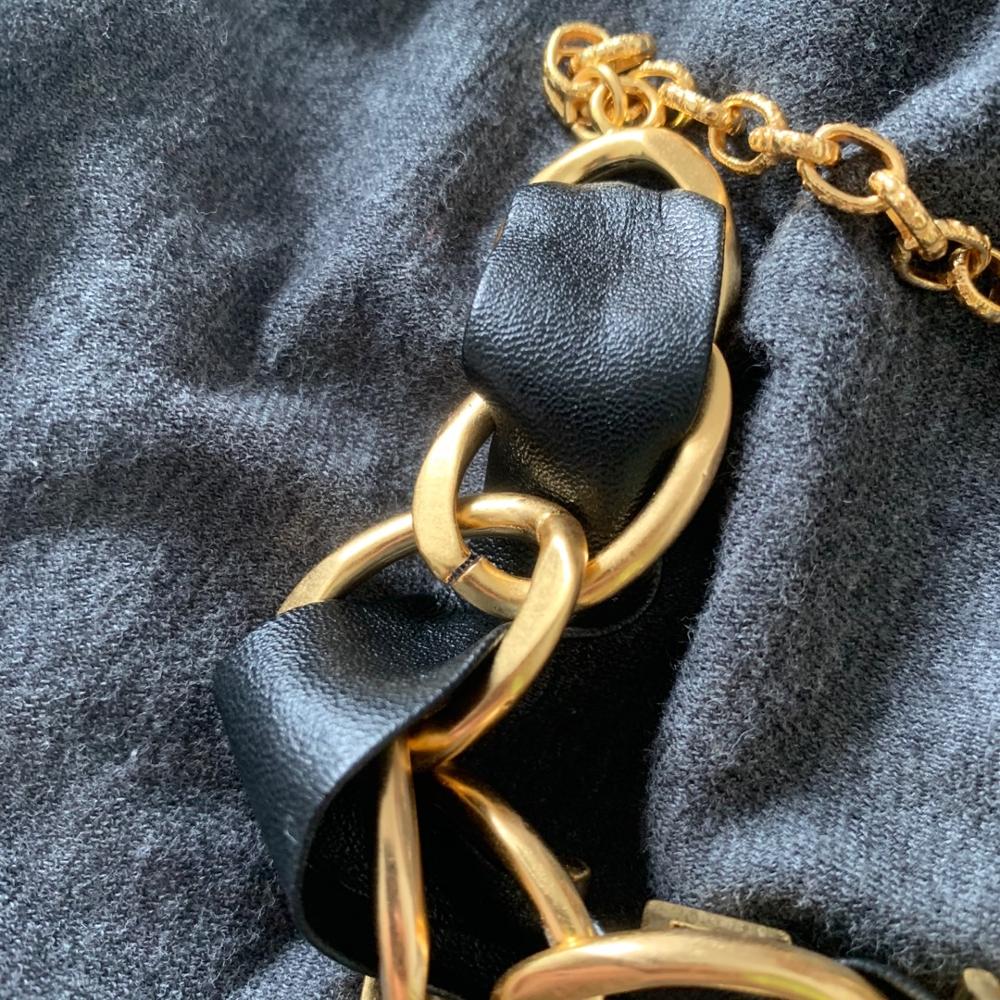 2021 Brand Jewelry  Women Vintage Chain Leather Link Thick Chain Necklace Party Fine Tassel Pearls Choker