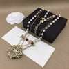 2021 Brand Jewelry  Women Vintage Pearls Chain Big Flower Pendants Red Crystal Necklace Party Fine Jewelry