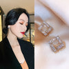 2022 Jewelry Exquisite Copper Inlaid Zircon Earrings Simple Small Square Daily Wild Earrings for women