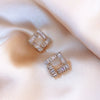 2022 Jewelry Exquisite Copper Inlaid Zircon Earrings Simple Small Square Daily Wild Earrings for women
