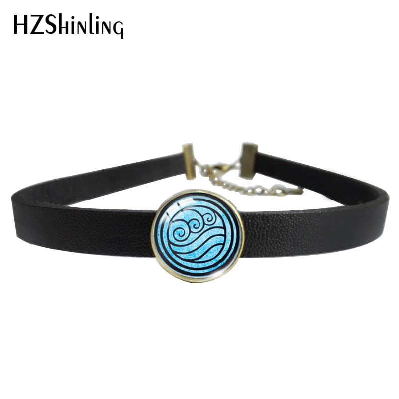 2021 Summer Avatar The Last Airbender Glass Dome Leather Choker Necklace Kingdom Necklace