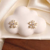2022 Korea Selling Jewelry Exquisite Small Copper Inlay Zircon Flower Earrings Elegant Women's Daily Wild Earring