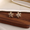 2022 Korea Selling Jewelry Exquisite Small Copper Inlay Zircon Flower Earrings Elegant Women's Daily Wild Earring