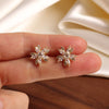 2022 Korea Selling Jewelry Exquisite Small Copper Inlay Zircon Flower Earrings Elegant Women's Daily Wild Earring