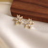 2022 Korea Selling Jewelry Exquisite Small Copper Inlay Zircon Flower Earrings Elegant Women's Daily Wild Earring