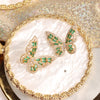 2022 Korea Jewelry  Micro Set Zircon Earrings Elegant Green Crystal Butterfly Prom Earring for wome