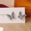 2022 Korea Jewelry  Micro Set Zircon Earrings Elegant Green Crystal Butterfly Prom Earring for wome