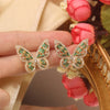 2022 Korea Jewelry  Micro Set Zircon Earrings Elegant Green Crystal Butterfly Prom Earring for wome
