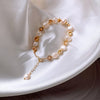 2022 Korea Jewelry High-end Baroque Natural Freshwater Pearl Handmade Adjustable White Women Elegant Bracelet