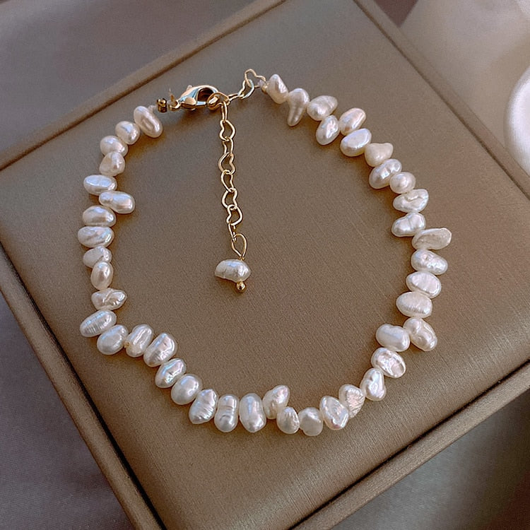 2022 Korea Selling Jewelry Simple White Natural Freshwater Pearl Bracelet Women's Daily Wild Bracelet