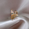 2022 Korea Design Jewelry Creative Fish Tail 14K real gold Inlaid Zircon Asymmetric Hollow Female Open Ring