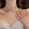 2022 Korea Design Jewelry Exaggerated Crystal Tassel Elegant White Pearl Female Clavicle Necklace