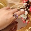 2022 Korea Design Jewelry Shiny Creative Crystal Oil Drop Opening Adjustable Female Prom Ring