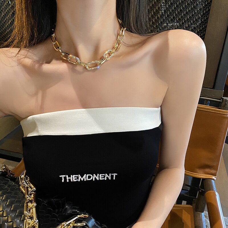 2021 Korea Design Jewelry Simple Chain Exaggerated chokers Necklace Sexy Girl Prom Party Clavicle Necklace