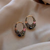 2022 Korean Jewelry Geometric Alloy Grey Crystal Retro Female stud Earrings