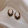 2022 Korean Jewelry Geometric Alloy Grey Crystal Retro Female stud Earrings