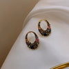 2022 Korean Jewelry Geometric Alloy Grey Crystal Retro Female stud Earrings