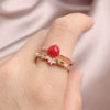 2022 Korean Design Jewelry Alloy Opening Dripping Flower Resin Love Cute Student Elegant Female Ring