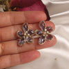 2022 Korean Design Jewelry Exquisite Copper Inlay Zircon Glass Flower Earrings Elegant Women Party Earrings