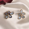 2022 Korean Design Jewelry Exquisite Copper Inlay Zircon Glass Flower Earrings Elegant Women Party Earrings