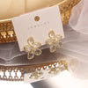 2022 Korean Design Jewelry Exquisite Copper Inlay Zircon Glass Flower Earrings Elegant Women Party Earrings