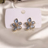 2022 Korean Design Jewelry Exquisite Copper Inlay Zircon Glass Flower Earrings Elegant Women Party Earrings